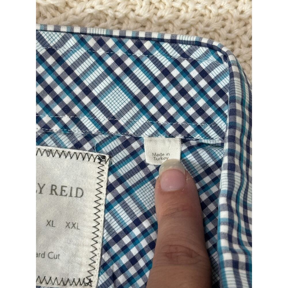 Billy Reid Mens Medium Standard Cut Button Down Blue Multi Plaid Shirt Italy - Picture 11 of 12